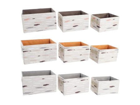 Basket set DKD Home Decor Brown Grey Orange 32 x 24 x 18 cm (3 Units) Fashion