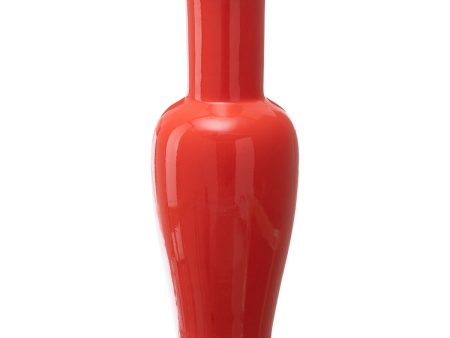 Vase 18 x 18 x 46,5 cm Ceramic Orange Hot on Sale