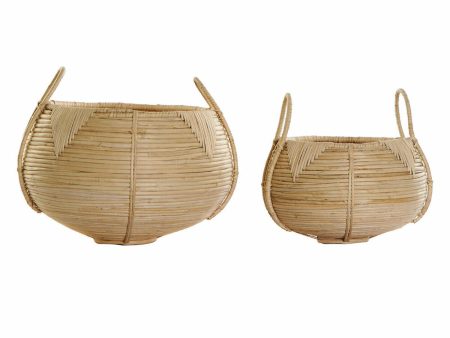 Basket set DKD Home Decor Rattan Bali (2 pcs) (25 x 25 x 22 cm) (35 x 35 x 37 cm) Cheap