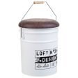 Bucket Alexandra House Living White Hemp Metal Fir wood 35 x 31 x 40 cm With lid With handle Online now