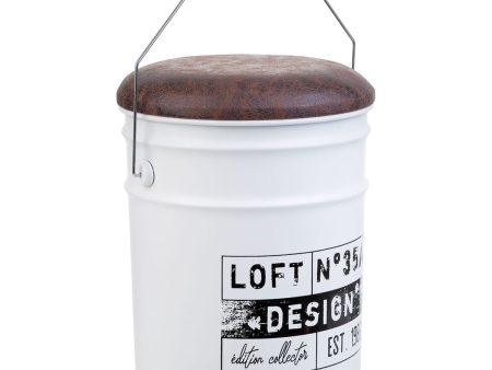 Bucket Alexandra House Living White Hemp Metal Fir wood 35 x 31 x 40 cm With lid With handle Online now