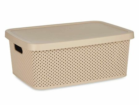 Storage Box with Lid Beige Plastic 13 L 28 x 15 x 39 cm (12 Units) Sale