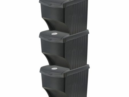 Bucket set Sortibox Black Stackable (3 Units) Fashion