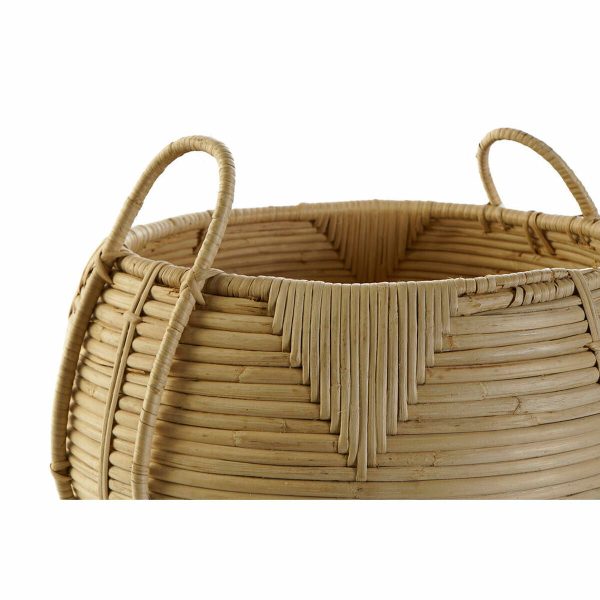 Basket set DKD Home Decor Rattan Bali (2 pcs) (25 x 25 x 22 cm) (35 x 35 x 37 cm) Cheap