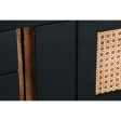 TV furniture DKD Home Decor Black Rattan Mango wood (145,5 x 40,5 x 60 cm) Discount