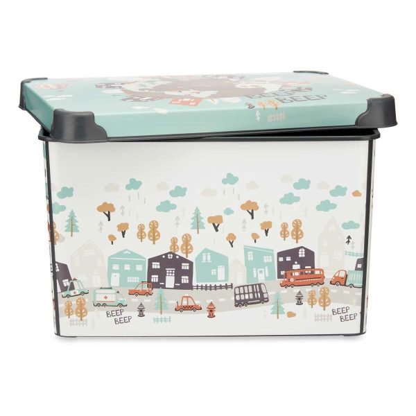 Storage Box with Lid Children s Road 22 L Plastic 29,5 x 23,5 x 39,5 cm (12 Units) Cheap