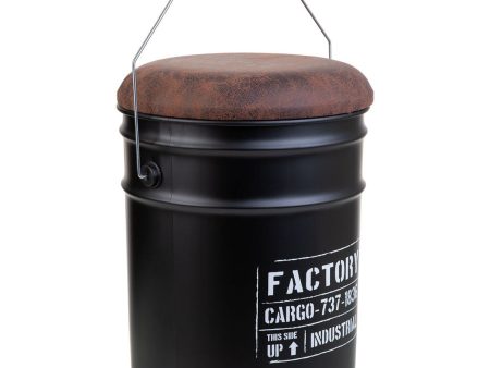 Bucket Alexandra House Living Black Hemp Metal Fir wood 35 x 31 x 40 cm With lid With handle For Discount