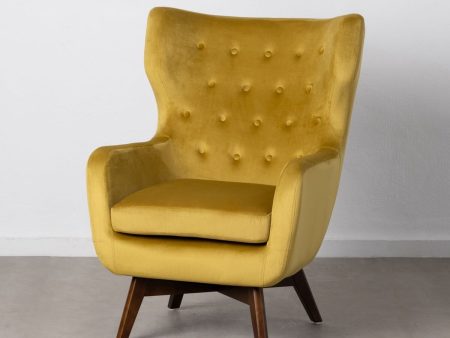 Armchair 75 x 83 x 103 cm Synthetic Fabric Wood Mustard For Cheap