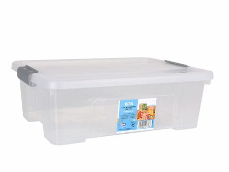 Storage Box with Lid Dem Kira Transparent Plastic 10 L 40 x 28 x 13 cm (8 Units) For Cheap