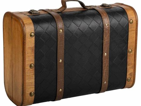 Decorative suitcase Alexandra House Living Black PVC Wood Metal Cloth Vintage 30 x 17 x 43 cm Online Hot Sale