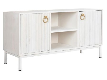 TV furniture DKD Home Decor Golden Metal White Mango wood 120 x 40 x 60 cm For Discount