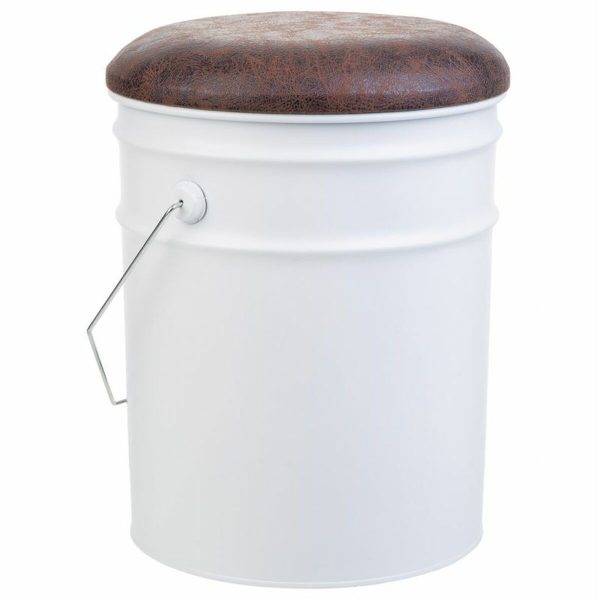 Bucket Alexandra House Living White Hemp Metal Fir wood 35 x 31 x 40 cm With lid With handle Online now