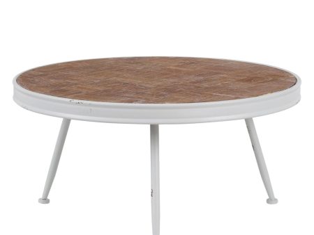 Centre Table White Natural 74,5 x 74,5 x 38 cm Fashion