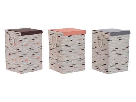 Laundry basket DKD Home Decor With lid 36 x 36 x 55 cm Grey Orange (3 Units) on Sale