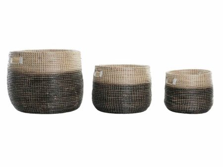 Basket set DKD Home Decor Natural Grey Seagrass (3 pcs) (37 x 37 x 40 cm) Online Hot Sale