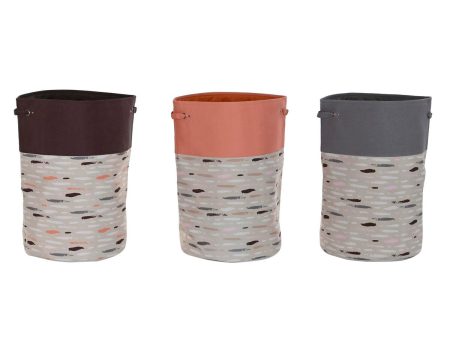 Laundry basket DKD Home Decor Grey Orange 40 x 40 x 60 cm (3 Units) on Sale