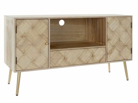 TV furniture DKD Home Decor 118 x 40 x 65 cm Metal Light brown Paolownia wood Pinewood Online now