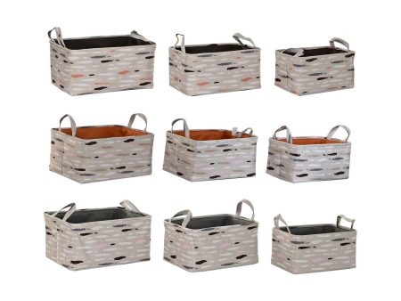 Basket set DKD Home Decor Brown Grey Orange 40 x 30 x 20 cm (3 Units) Fashion