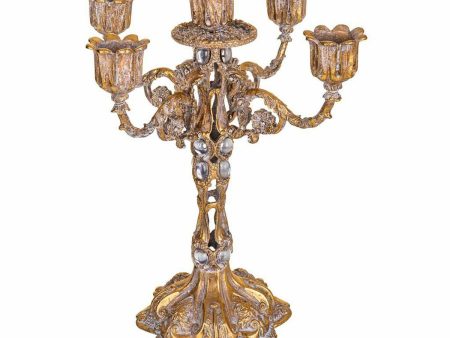 Candle Holder Alexandra House Living Golden Iron 17 x 25 x 17 cm Online Hot Sale