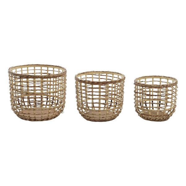 Basket set DKD Home Decor FIBRA MAIZ (3 Pieces) (Refurbished A) Hot on Sale