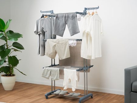 Folding Vertical Clothes Dryer with Wheels Dolver InnovaGoods 24 Bars For Sale