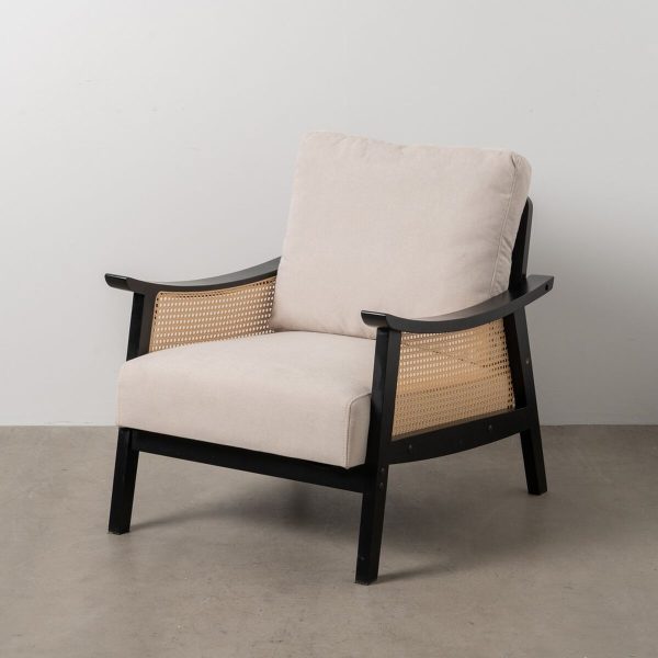 Armchair Black Beige Polyethylene Rubber wood MDF Wood Foam 100 % polyester 69,5 x 83 x 80 cm on Sale