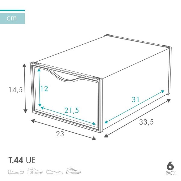 Stackable shoe box Max Home White 6 Units polypropylene ABS 23 x 14,5 x 33,5 cm Cheap