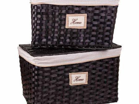 A set of two trunks Alexandra House Living Dark brown Willow wood 46 x 46 x 76 cm Supply