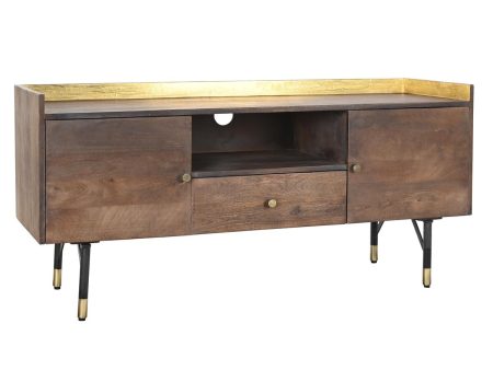 TV furniture DKD Home Decor Dark brown Metal Mango wood (130 x 45 x 60 cm) Online now