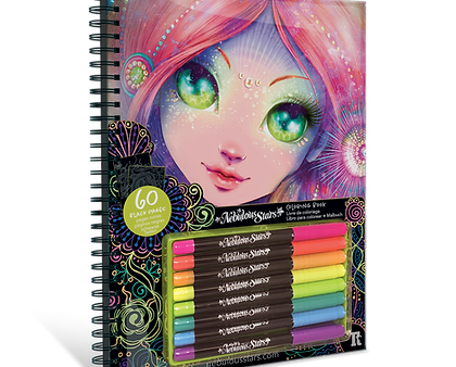 NEBULOUS STARS BLACK PAGES COLORING BOOK - CORALIA (NEON PENS) For Sale